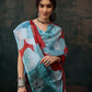 Brown Polyester Digital Print Floral Saree with Unstitched Blouse - Hiral Fashion | Swadesiicart