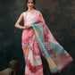 Multicolor Polyester Digital Print Floral Saree with Unstitched Blouse - Hiral Fashion | Swadesiicart