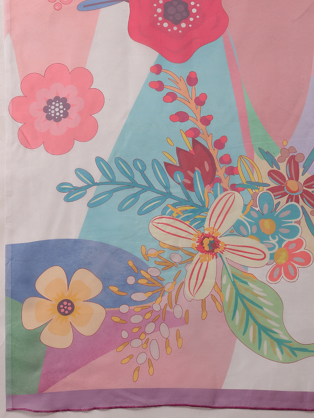 Multicolor Polyester Digital Print Floral Saree with Unstitched Blouse - Hiral Fashion | Swadesiicart