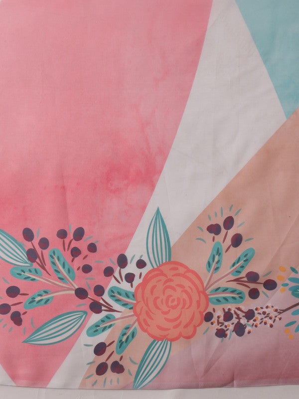 Multicolor Polyester Digital Print Floral Saree with Unstitched Blouse - Hiral Fashion | Swadesiicart
