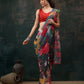Gray Polyester Digital Print Floral Saree with Unstitched Blouse - Hiral Fashion | Swadesiicart