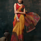 Mustard Polyester Digital Print Floral Saree with Unstitched Blouse - Hiral Fashion | Swadesiicart