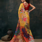 Mustard Polyester Digital Print Floral Saree with Unstitched Blouse - Hiral Fashion | Swadesiicart