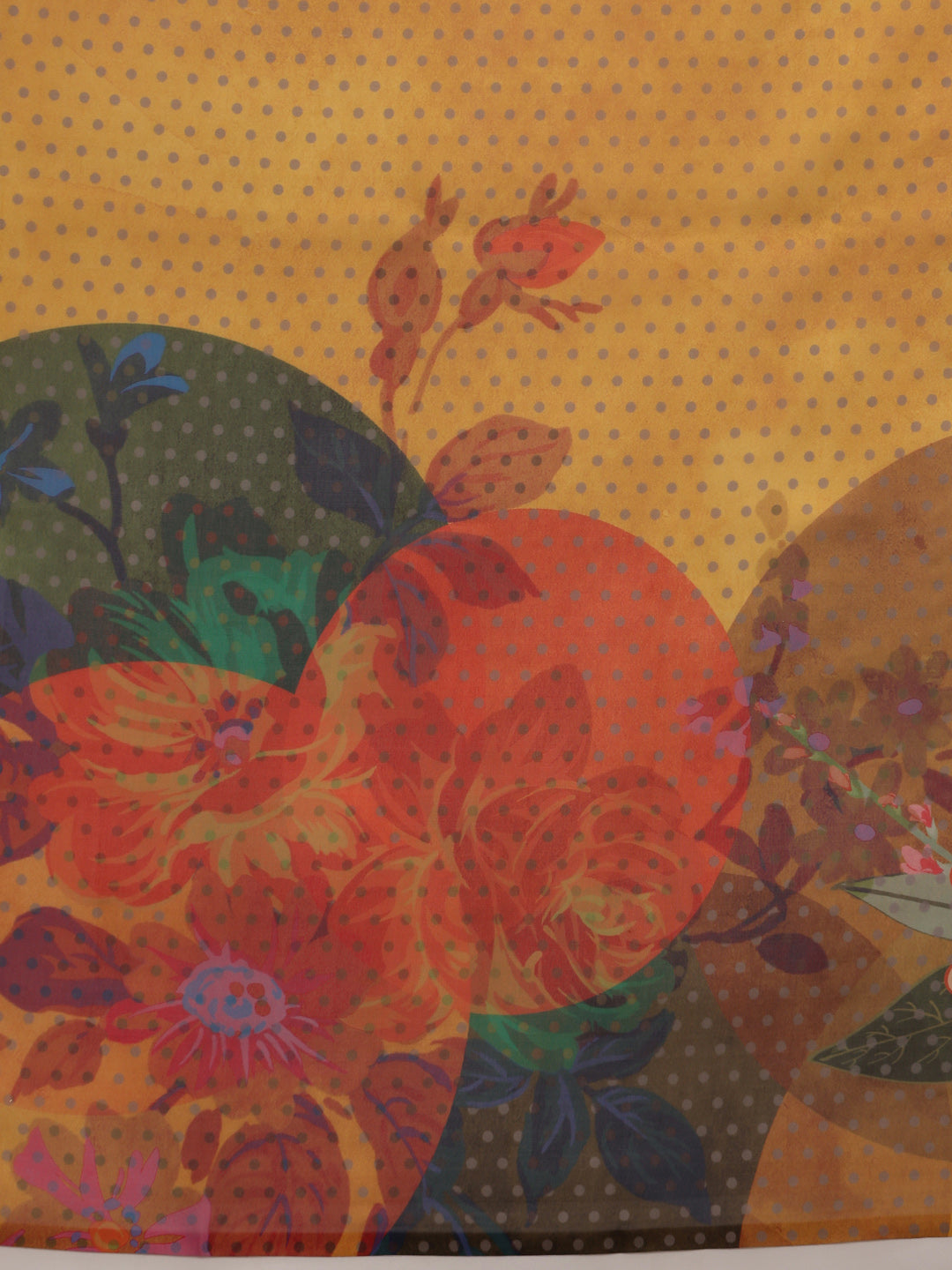 Mustard Polyester Digital Print Floral Saree with Unstitched Blouse - Hiral Fashion | Swadesiicart