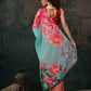 Multicolor Polyester Digital Print Floral Saree with Unstitched Blouse - Hiral Fashion | Swadesiicart