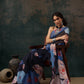 Navy Blue Polyester Digital Print Floral Saree with Unstitched Blouse - Hiral Fashion | Swadesiicart