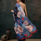 Navy Blue Polyester Digital Print Floral Saree with Unstitched Blouse - Hiral Fashion | Swadesiicart