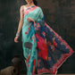 Turquoise Polyester Digital Print Floral Saree with Unstitched Blouse - Hiral Fashion | Swadesiicart