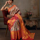 Multicolor Pure Silk Woven Zari Design Floral Saree with Unstitched Blouse - Hiral Fashion | Swadesiicart