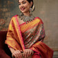 Multicolor Pure Silk Woven Zari Design Floral Saree with Unstitched Blouse - Hiral Fashion | Swadesiicart