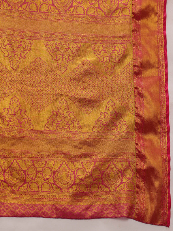 Multicolor Pure Silk Woven Zari Design Floral Saree with Unstitched Blouse - Hiral Fashion | Swadesiicart