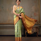Green Pure Silk Woven Zari Design Floral Saree with Unstitched Blouse - Hiral Fashion | Swadesiicart