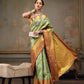 Green Pure Silk Woven Zari Design Floral Saree with Unstitched Blouse - Hiral Fashion | Swadesiicart