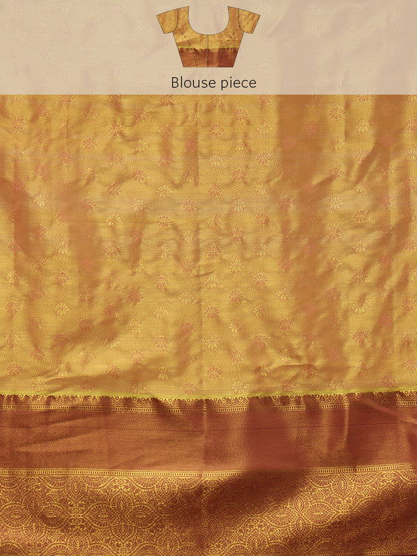 Green Pure Silk Woven Zari Design Floral Saree with Unstitched Blouse - Hiral Fashion | Swadesiicart