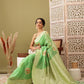 Green Cotton Woven Thread Floral Saree with Unstitched Blouse - Hiral Fashion | Swadesiicart