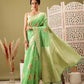 Green Cotton Woven Thread Floral Saree with Unstitched Blouse - Hiral Fashion | Swadesiicart