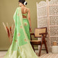 Green Cotton Woven Thread Floral Saree with Unstitched Blouse - Hiral Fashion | Swadesiicart