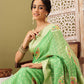 Green Cotton Woven Thread Floral Saree with Unstitched Blouse - Hiral Fashion | Swadesiicart