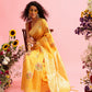 Mustard Cotton Woven Thread Floral Saree with Unstitched Blouse - Hiral Fashion | Swadesiicart