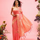 Pink Cotton Woven Thread Floral Saree with Unstitched Blouse - Hiral Fashion | Swadesiicart