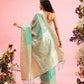 Turquoise Cotton Woven Thread Floral Saree with Unstitched Blouse - Hiral Fashion | Swadesiicart