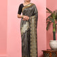 Hiral Fashion Black Banarasi Art Silk Striped Zari Woven Saree | Swadesiicart