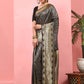 Hiral Fashion Black Banarasi Art Silk Striped Zari Woven Saree | Swadesiicart