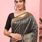 Hiral Fashion Black Banarasi Art Silk Striped Zari Woven Saree | Swadesiicart