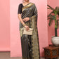 Hiral Fashion Black Banarasi Art Silk Striped Zari Woven Saree | Swadesiicart