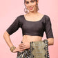 Hiral Fashion Black Banarasi Art Silk Striped Zari Woven Saree | Swadesiicart