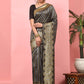 Hiral Fashion Black Banarasi Art Silk Striped Zari Woven Saree | Swadesiicart
