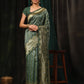 Hiral Fashion Green Banarasi Art Silk Striped Zari Woven Saree | Swadesiicart