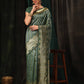 Hiral Fashion Green Banarasi Art Silk Striped Zari Woven Saree | Swadesiicart