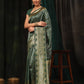 Hiral Fashion Green Banarasi Art Silk Striped Zari Woven Saree | Swadesiicart