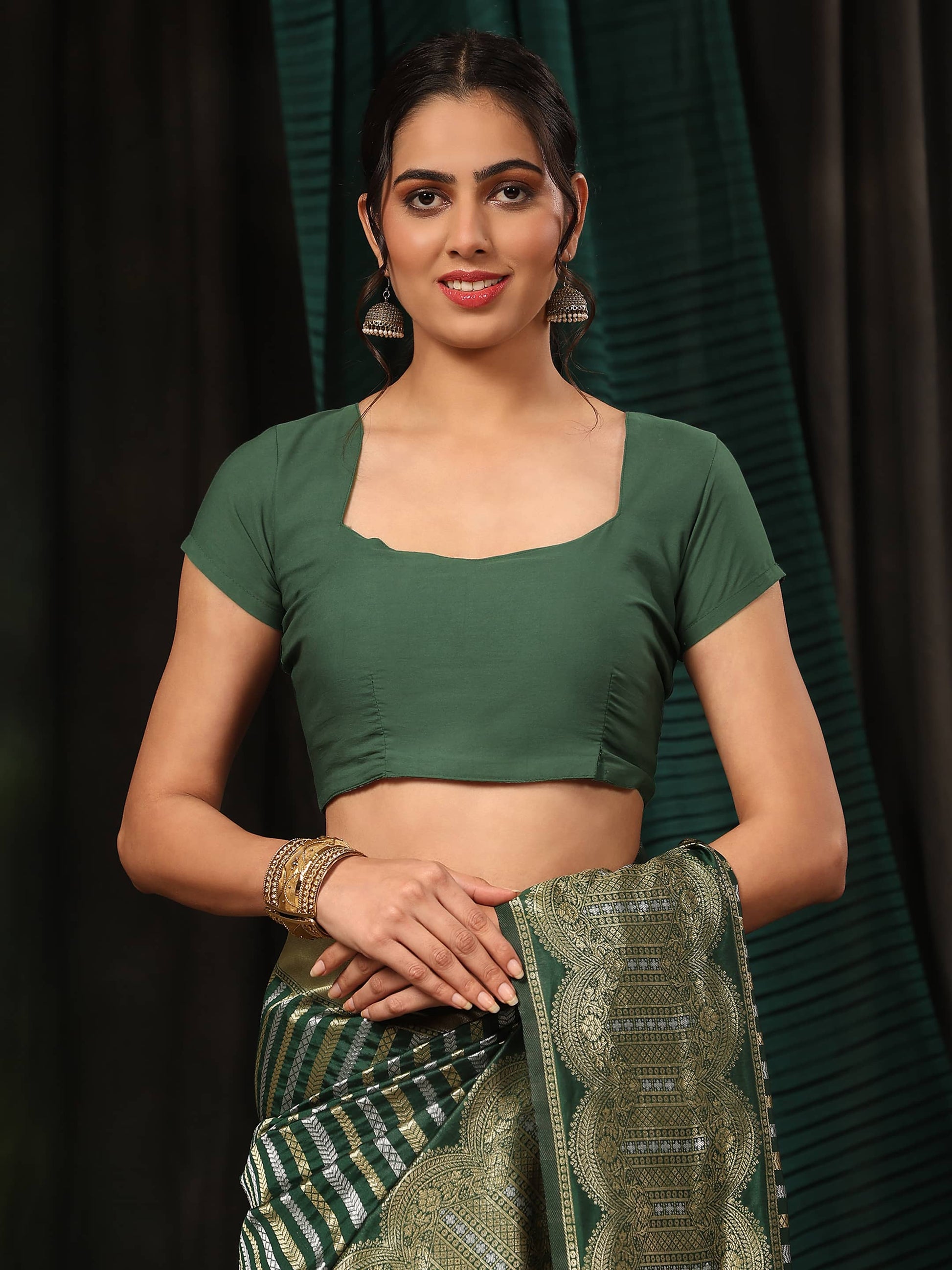 Hiral Fashion Green Banarasi Art Silk Striped Zari Woven Saree | Swadesiicart
