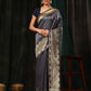 Hiral Fashion Navy Blue Banarasi Art Silk Striped Zari Woven Swadesiicart