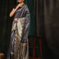 Hiral Fashion Navy Blue Banarasi Art Silk Striped Zari Woven Swadesiicart