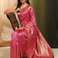 Hiral Fashion Pink Banarasi Art Silk Striped Zari Woven Saree | Swadesiicart