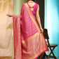 Hiral Fashion Pink Banarasi Art Silk Striped Zari Woven Saree | Swadesiicart