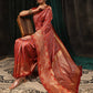 Hiral Fashion Red Banarasi Art Silk Striped Zari Woven Saree | Swadesiicart