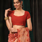 Hiral Fashion Red Banarasi Art Silk Striped Zari Woven Saree | Swadesiicart