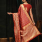 Hiral Fashion Red Banarasi Art Silk Striped Zari Woven Saree | Swadesiicart