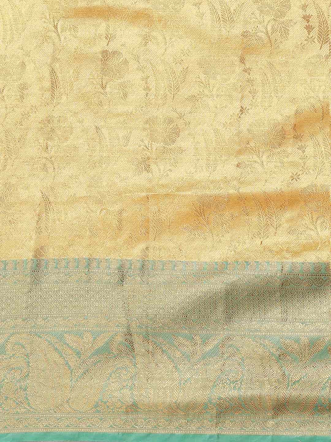 Hiral Fashion Beige Kanjeevaram Art Silk Floral Woven Design Saree | Swadesiicart