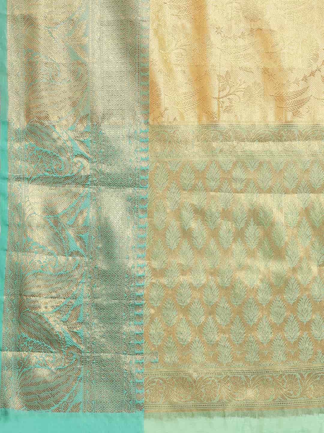 Hiral Fashion Beige Kanjeevaram Art Silk Floral Woven Design Saree | Swadesiicart