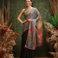 Hiral Fashion Black Cotton Silk Floral Digital Printed Saree | Swadesiicart
