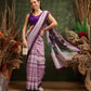 Hiral Fashion Lavender Cotton Silk Stripes Digital Printed Saree | Swadesiicart