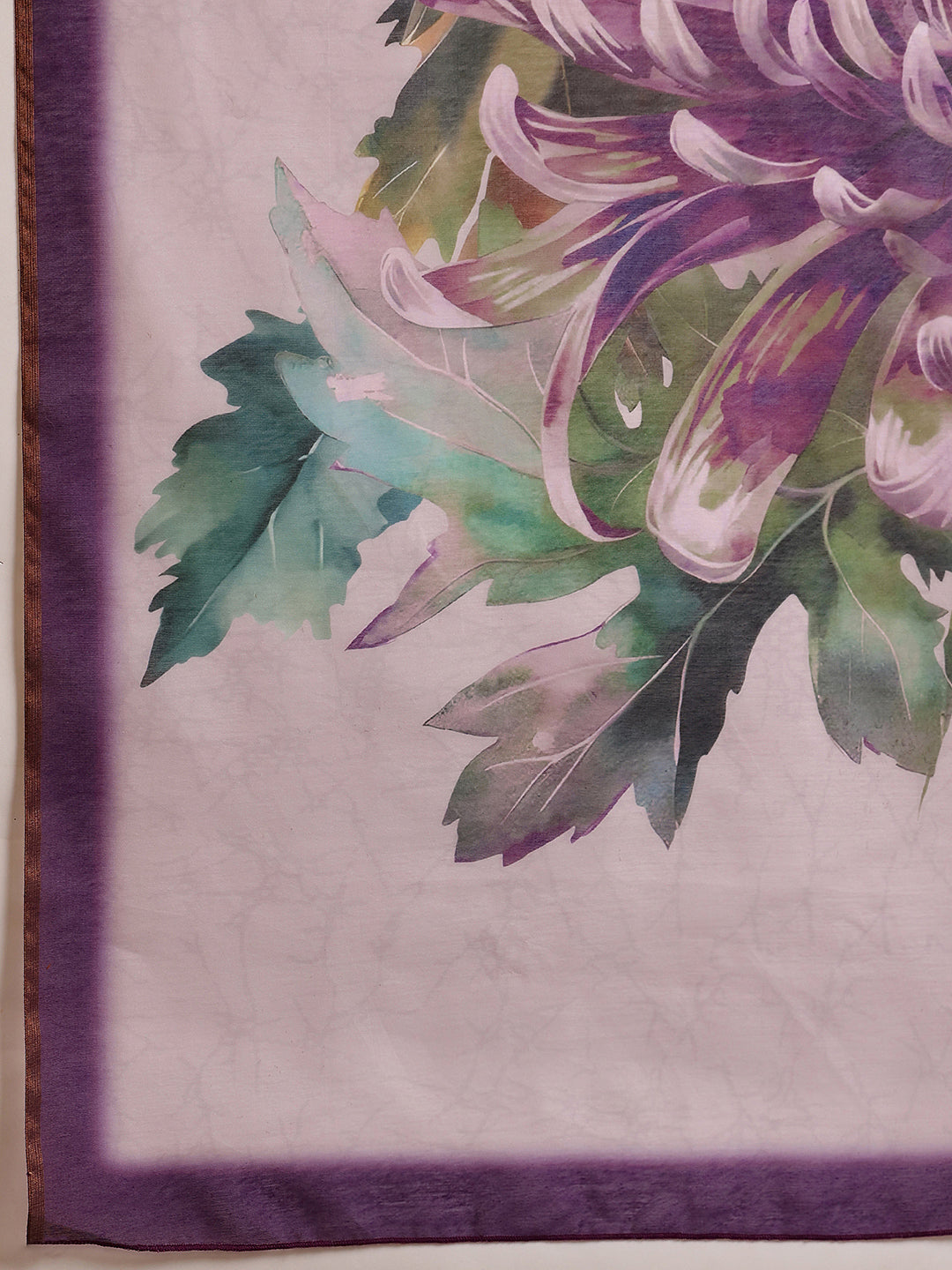 Hiral Fashion Lavender Cotton Silk Stripes Digital Printed Saree | Swadesiicart