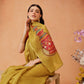 Hiral Fashion Mustard Cotton Silk Kalamkari Digital Printed Saree | Swadesiicart