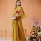 Hiral Fashion Mustard Cotton Silk Kalamkari Digital Printed Saree | Swadesiicart