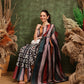 Hiral Fashion Black Cotton Silk Abstract Digital Printed Saree | Swadesiicart
